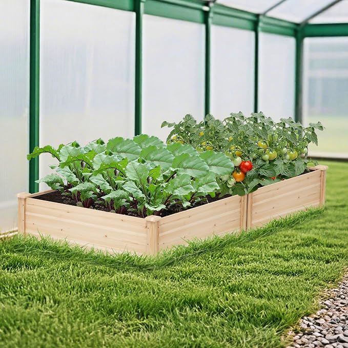 Giantex Raised Garden Bed, Wood Planter Box, Outdoor Square Garden Bed - Image 2