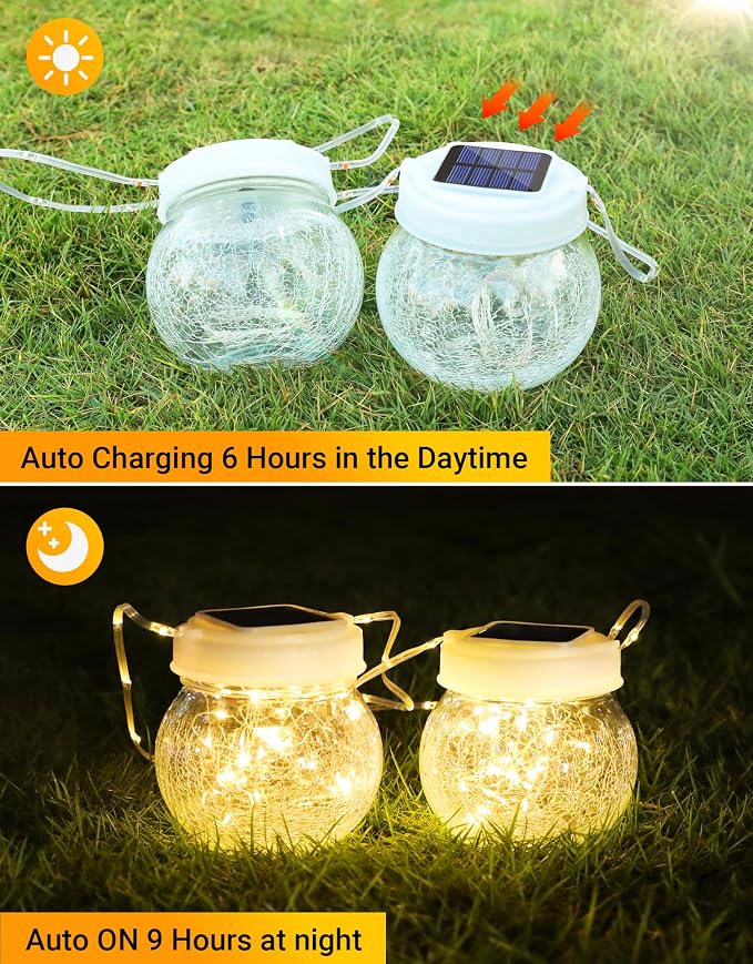 Solar Lantern Solar Lights Outdoor Waterproof 6-Pack, Solar Powered Hanging - Image 2