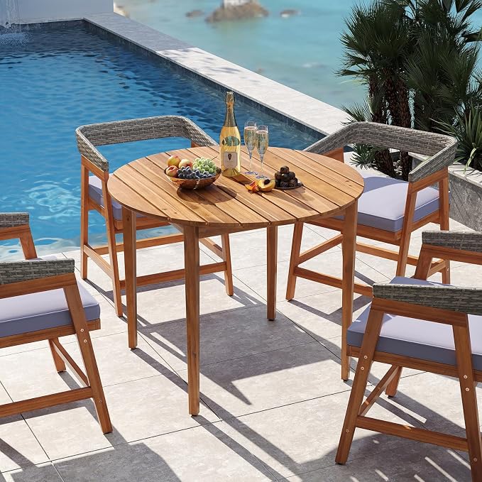 Tangkula 36" Round Outdoor Dining Table - Image 4