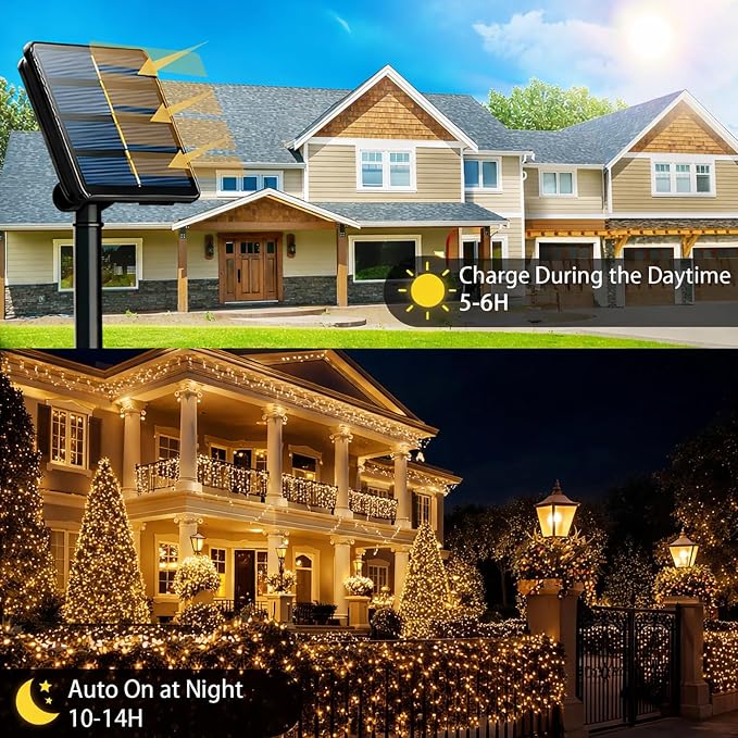 4-Pack Solar Fairy Lights Outdoor, 800 LEDs 264FT Extra-Long Solar String Lights - Image 2