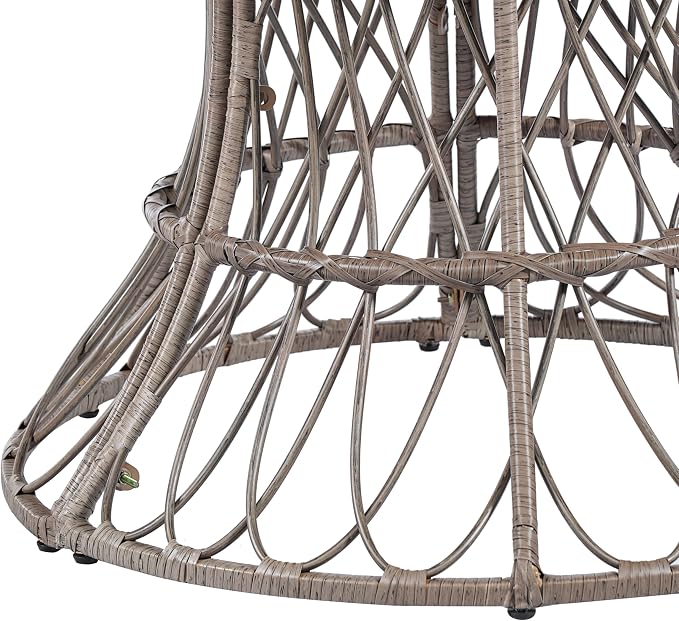 Merax 47.24" Round Outdoor Dining Table, Acacia Wood Top & Wicker Base - Image 5