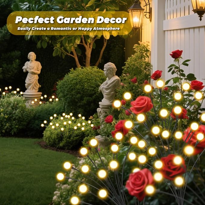 Solar Lights Outdoor-8Pack 64LEDs Solar Garden Firefly Lights Outside, Solar - Image 9