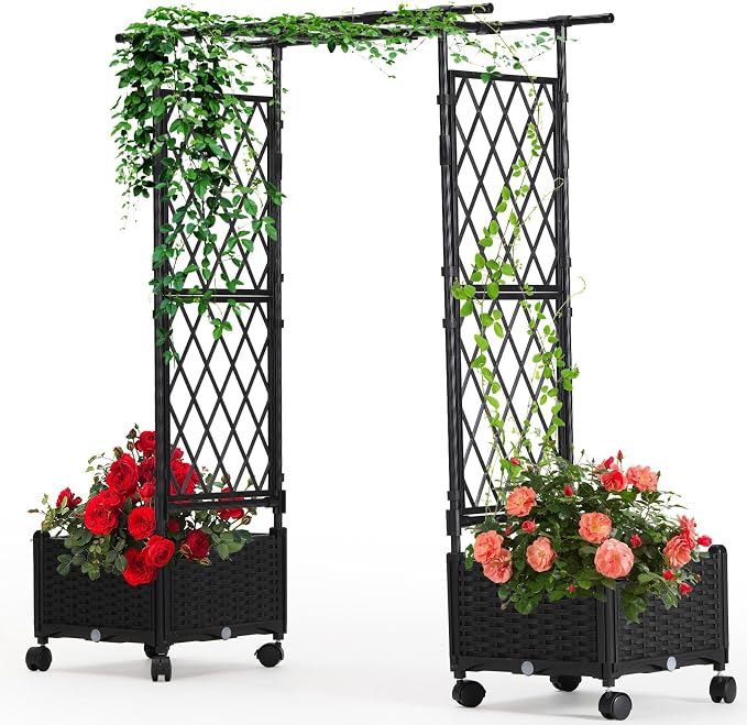 Planter with Trellis Raised Garden Beds, 4.5ft Tall with Screen Indoor Outdoor by yotoworthgardenhome