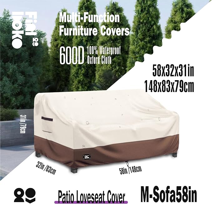 2-Seater Outdoor Couch Cover, 100% Waterproof Heavy Duty Patio Sofa Covers - Image 2