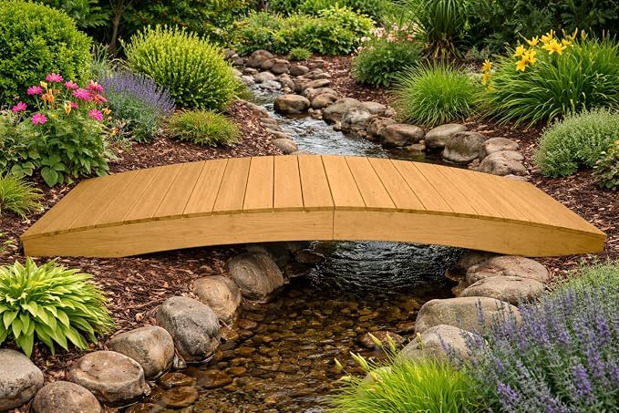 10 FT Oak Amish Made Pinewood Heavy Duty Garden Bridge - Image 5