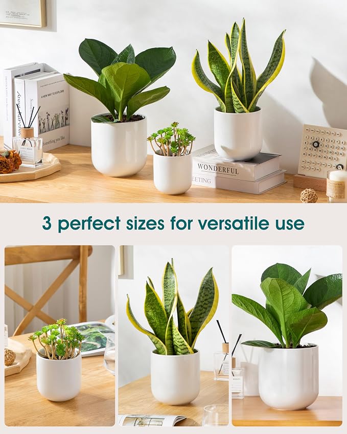 vancasso Ceramic Plant Pots, 4+5+6 inches, Planters - Image 5