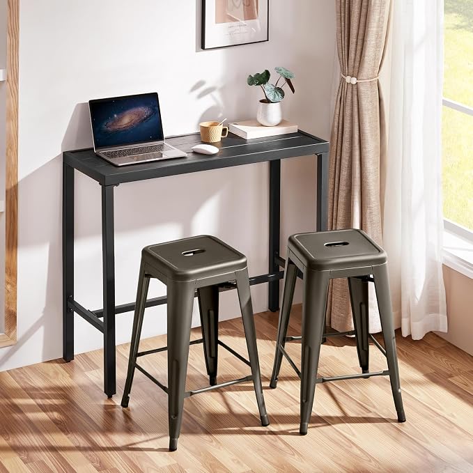 Yaheetech 24'' Metal Bar Stools Counter Height Barstools Set of 4 High Backless - Image 10
