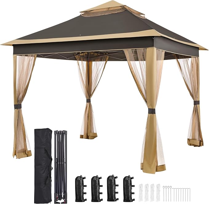 Yaheetech 11x11 Pop Up Gazebo Outdoor Canopy Shelter, Instant Patio Gazebo Sun by Yaheetech