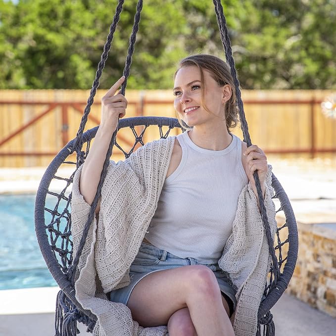 SUNCREAT Hammock Chair Hanging Macrame Swing - Image 3