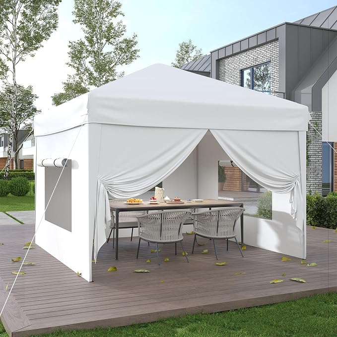 10x10 Pop Up Canopy Tent with 4 SideWalls, Easy Up Canopy with 3 Adjustable - Image 8