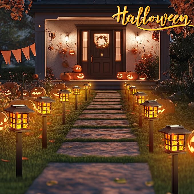 GIGALUMI Solar Lights for Outside, 12 Pack Flickering Flame LED Solar Outdoor - Image 2