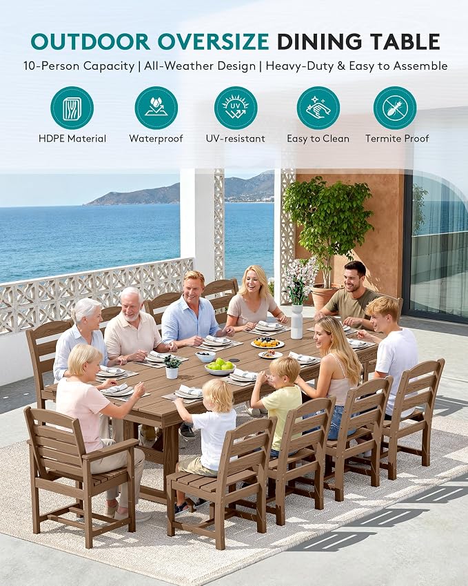 SERWALL 11 Piece Outdoor Dining Set - Image 7