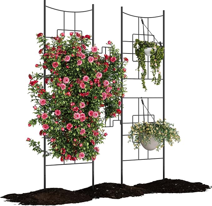 Garvee Baroque Style Metal Garden Trellis & Privacy Screen, Decorative Plant by Garvee