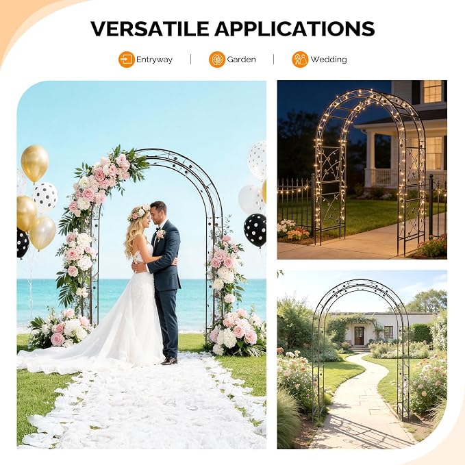 VINGLI Garden Arbor, Arch for Wedding Ceremony Party, Christmas Garden Decor - Image 3