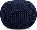FRELISH DECOR Round Pouf Ottoman Hand Knitted 100% Cotton Pouf Foot Stool by FrelishDecor