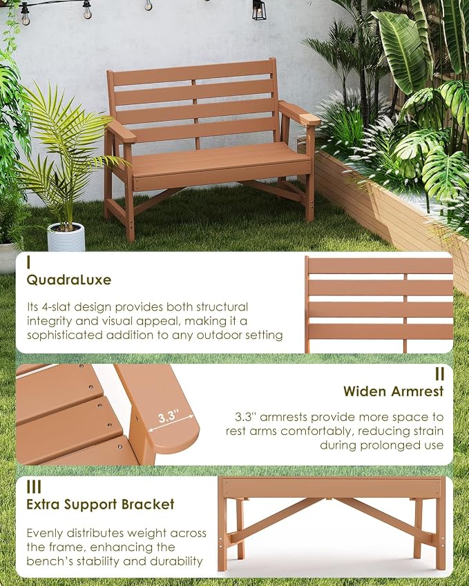 GREENVINES Outdoor Bench | 51.5’’ | HDPE | Garden Benches | Weatherproof | - Image 6