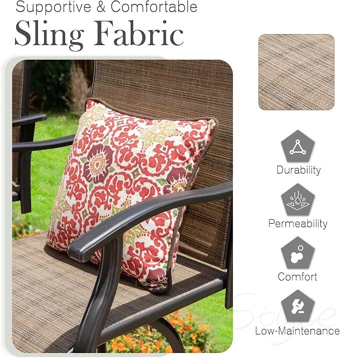 Sophia & William Swivel Bar Stools Set of 2, Bar Height Chairs, Outdoor Bar - Image 4