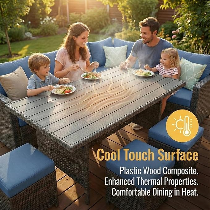 Wisteria Lane 7 Piece Patio Furniture Set, High Curved Back Wicker Patio - Image 5