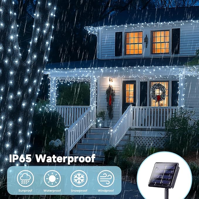 Extra-Long 144FT Solar String Lights Outdoor, 2 Pack 400LED Solar Fairy Lights - Image 3