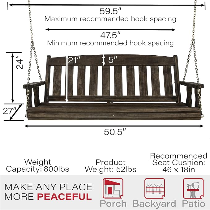 Amish Casual Heavy Duty 800 Lb Mission Treated Porch Swing - Image 6