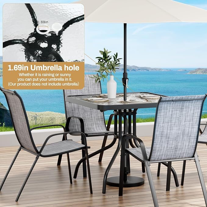Arlopu 5 Piece Outdoor Patio Dining Set, Porch Furniture - Image 6