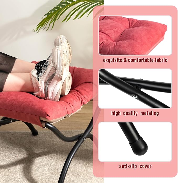 AbocoFur 15" Folding Footrest Stool, Accent Padded Sofa Foot Stool - Image 4