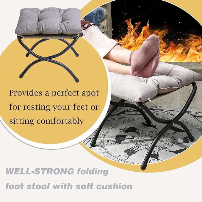15" Foldable Foot Stool Ottoman - Image 6