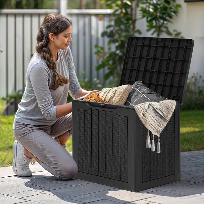 YITAHOME 30 Gallon Resin Deck Box, Weather Resistant Outdoor Rattan Storage Box - Image 2
