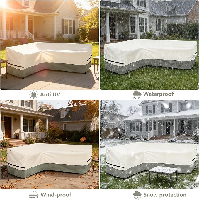 okcool Outdoor Sectional Sofa Cover Waterproof-L-Shaped Patio Furniture Covers - Image 8