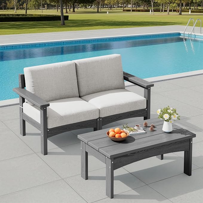 SERWALL 3 Pieces Patio Sofas, All-Weather Outdoor Couch Sectional Set, Patio by SERWALL