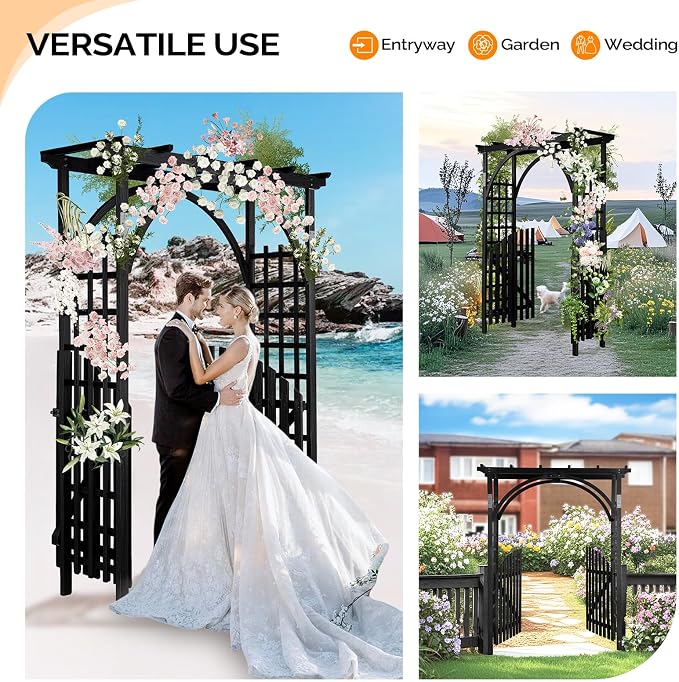 VINGLI 85in Wooden Arbor, Garden Arbor Wedding Arch - Image 7