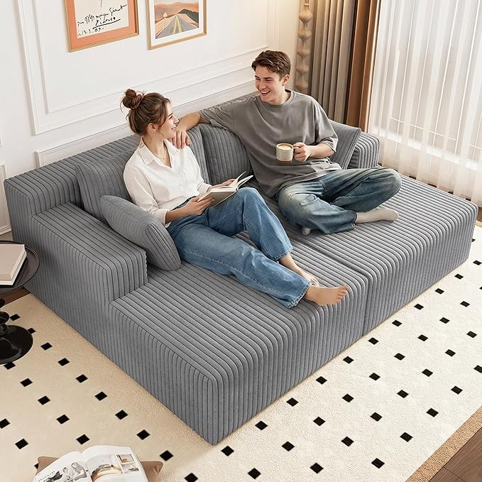 ODUWA Oversized Double Chaise Lounges Indoor, Upholstered Boneless Cloud by ODUWA