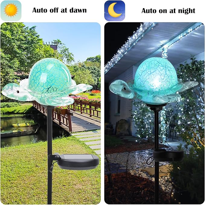 Afirst Decorative Solar Lights Outdoor Solar Turtle Stake Lights Hand Blown - Image 4