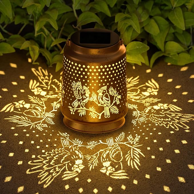 Cardinal Solar Lantern for Garden Outdoor Decor – Hanging Metal Light by Homedecorexpert