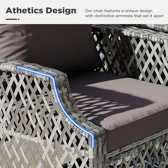 HOMREST 7 Piece Patio Furniture Set, Wicker Outdoor Conversation Set - Image 4