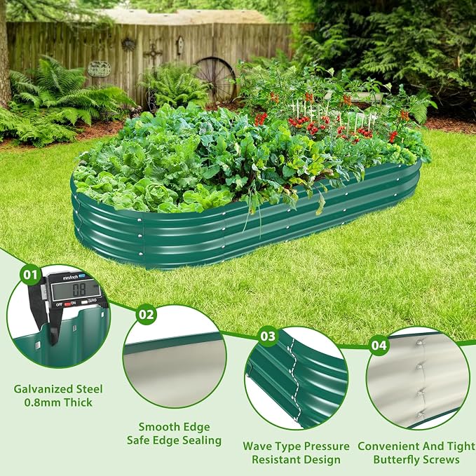 Oval Galvanized Planter Box, Metal Raised Garden Bed - Image 3
