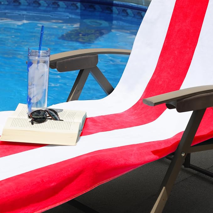 Superior Cabana Cotton Lounge Chair Cover, Outdoor Towel/Chaise Furniture Covers - Image 8