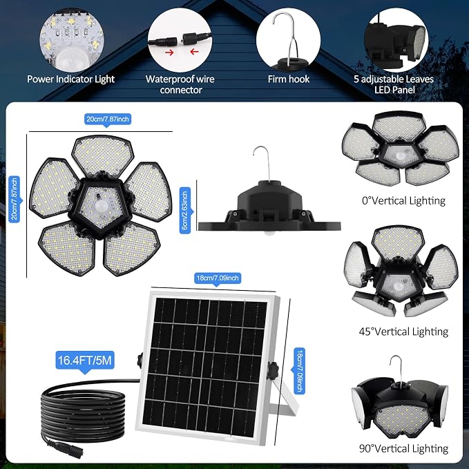 Solar Shed Light Motion Sensor Lights Outdoor IP65 Waterproof - Image 4