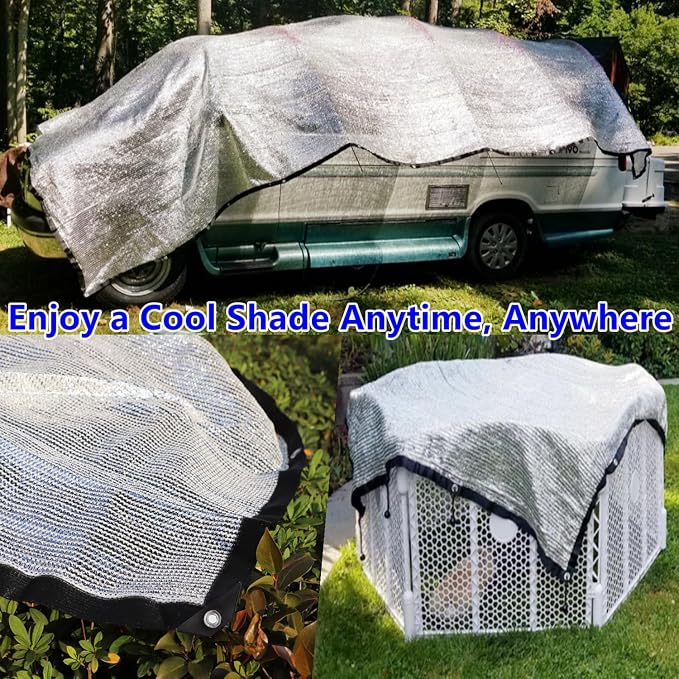 70% Aluminum Shade Cloth 6.5 FT x 12 FT, Durable Mesh Silver Tarps - Image 5