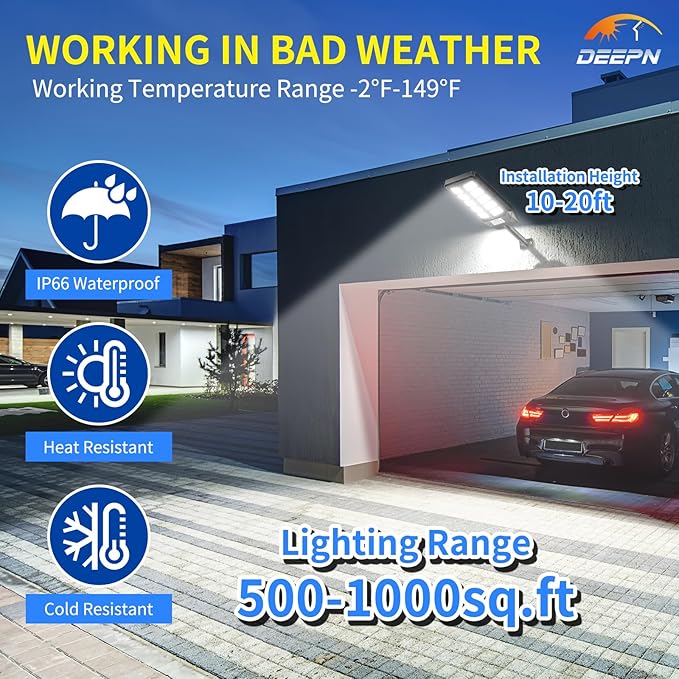 Deepn Solar Lights Outdoor, IP66 Waterproof Street Lights Outdoor, 6500K Dusk - Image 3
