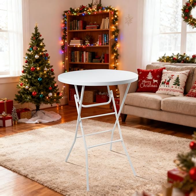 Folding Round Table, 32in Cocktail Table, High Top Table - Image 2