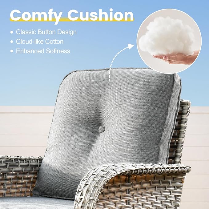 Outdoor Sectional Patio Furniture Set, 8 Pieces Wicker Conversation Sets L - Image 8