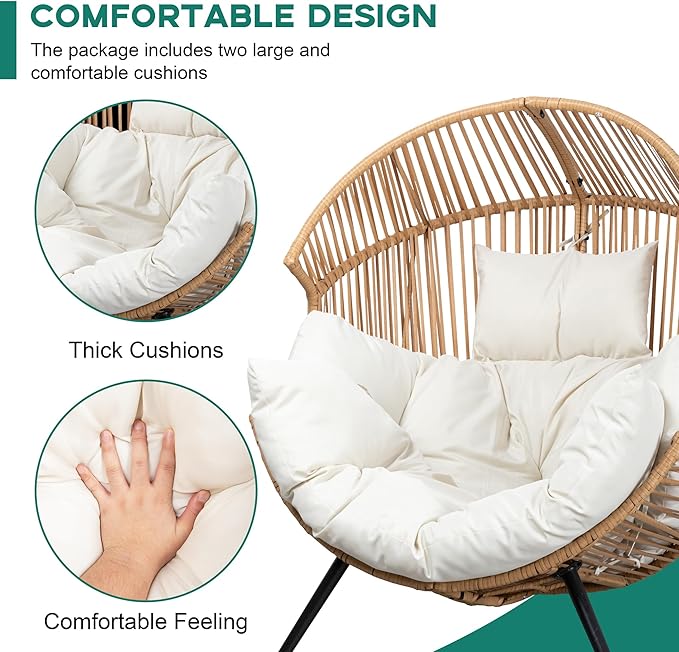 Shintenchi Wicker Egg Chair Outdoor Rattan Patio Chair - Image 4