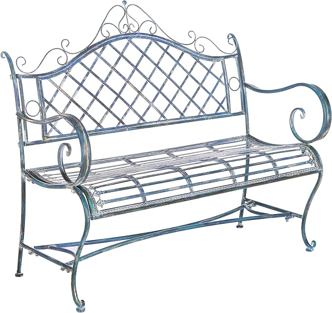 Safavieh PAT5017C Outdoor Collection Abner Antique Blue Wrought Iron 46-inch - Image 8