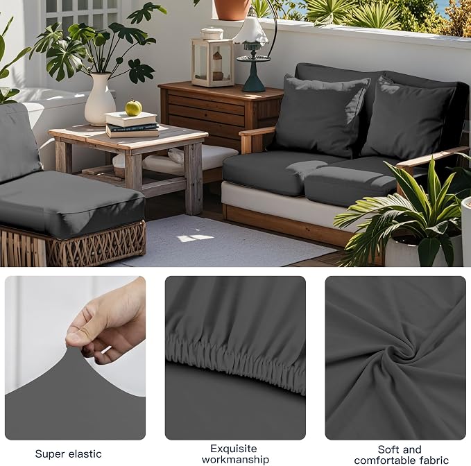 12-Piece Outdoor Cushion & Pillow Cover Set, 8 Seat Covers + 4 Pillow Covers - Image 4