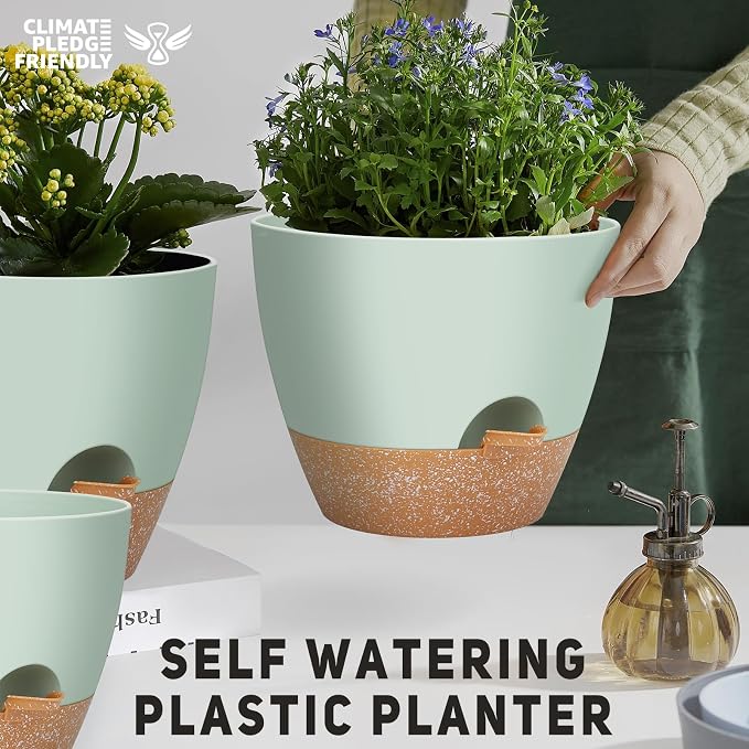 12" 10" 9" Large Self Watering Plant Pots, 3 Pack Flower Pots Planters - Image 4