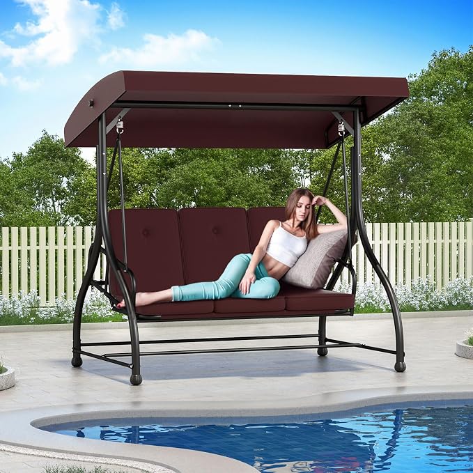 3-Seat Outdoor Patio Swing Glider - Image 9
