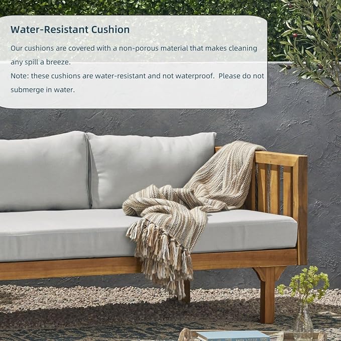 Merax Outdoor Acacia Wood Daybed, 3 Seater Day Bed Couch Sofa - Image 5