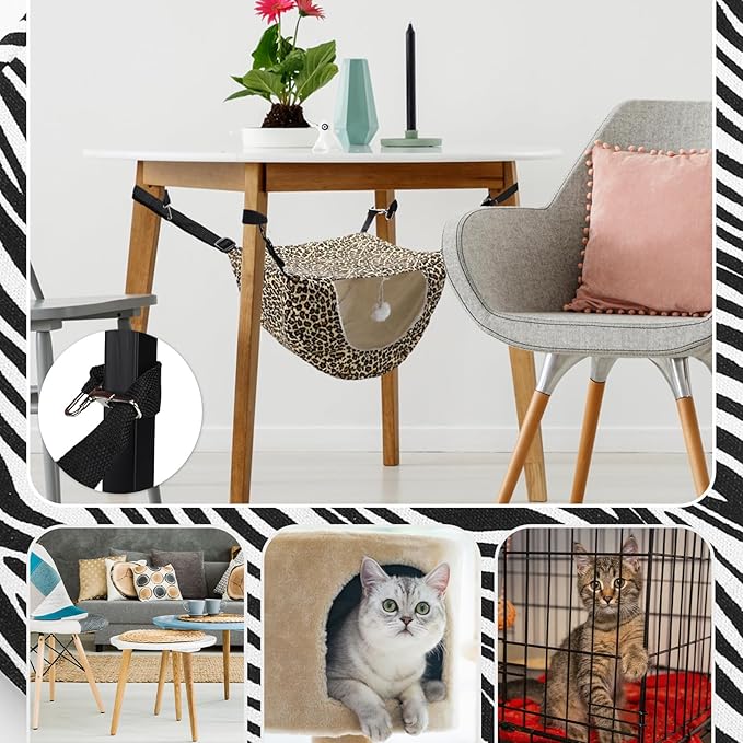 Unittype 2 Pieces Cat Cage Hammock Hanging Pet Bed Double Layer Soft Plush - Image 4
