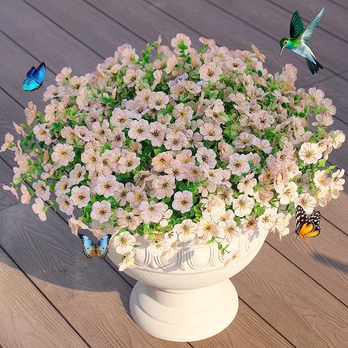 JAKY-Global Faux Flowers for Outdoor Planters 16 Bundles UV Resistant by JAKY-Global
